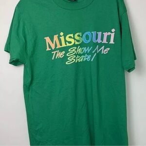 Vintage Missouri Single Stitch T Shirt 80s The Show Me State Green XL Tshirt
